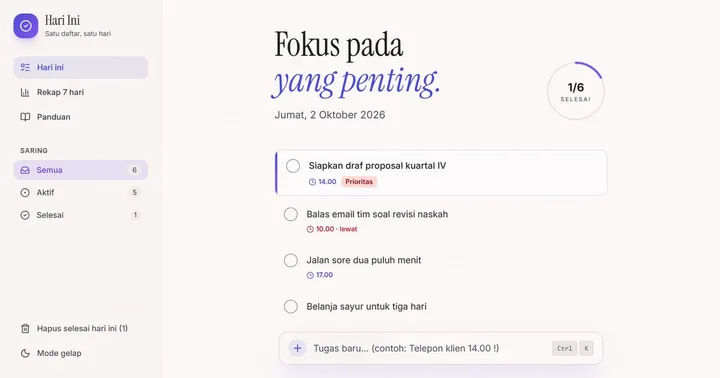 Tampilan Hari Ini